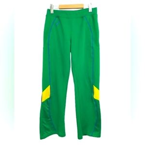 adidas Green Sweatpants with Blue and Yellow Accents